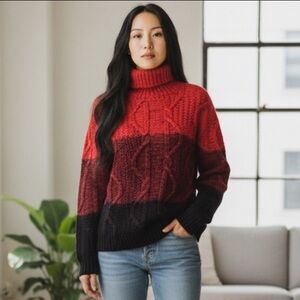 Express Maroon ombré turtleneck Sweater Large Tall NWT